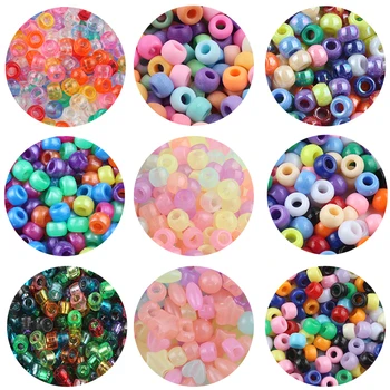 

6*9mm 4*6mm Mix Acrylic Beads Big Hole Glow Matte Round Loose Spacer Beads for Jewelry Making Diy Bracelet Necklace Accessories