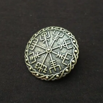Antique Bronze 3 Скандинавские Викинги амулет фибула Броши Vegvisir скандинавский компас исландский Wicca Talisman Кельт брошь в виде банта значок булавка Viking B - Окраска металла: Antique Bronze 3