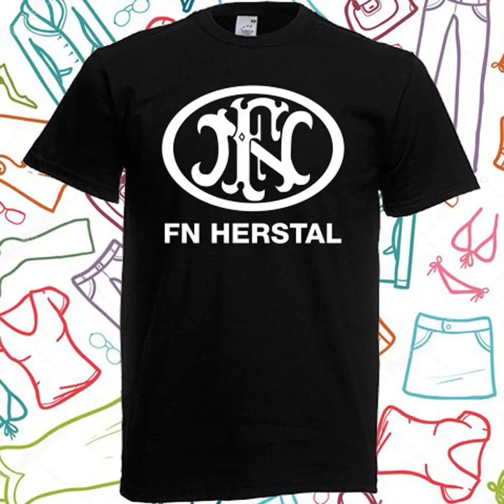 FN Herstal guns Logo Мужская Черная Футболка размер S до 3XL хип-хоп летняя футболка с
