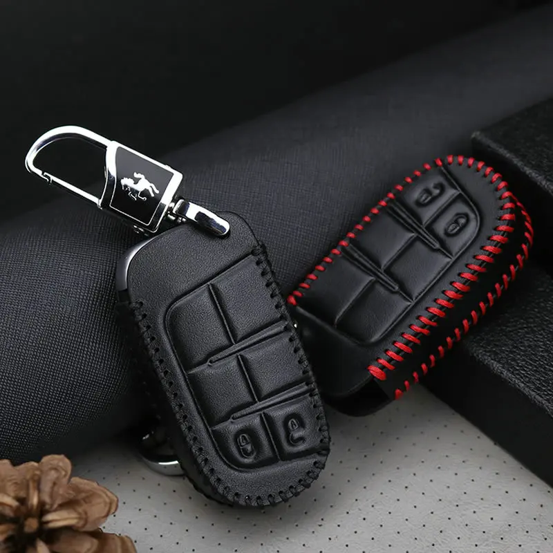 Чехол для ключей от автомобиля из натуральной кожи для Jeep Grand Cherokee Wrangler Compass Renegade аксессуары чехол для дистанционного ключа Держатель кошельки