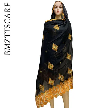 

New African Women Scarfs muslim embroidery soft cotton big scarf for shawls wraps BM922