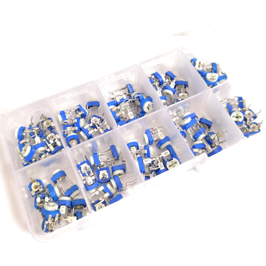 100pcs/lot RM065 Potentiometer Variable Resistors Kit 500 ohm -1M Ohm Trimmer Potentiometer Adjustable Resistors Set 1K 10K 100K