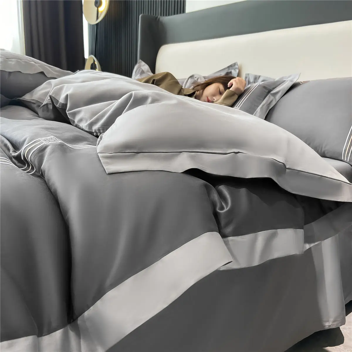 OLOEY Bedding set Egyptian cotton 100S Phnom Penh duvet cover flat sheet pillowcases Soft bed sets Embroidery