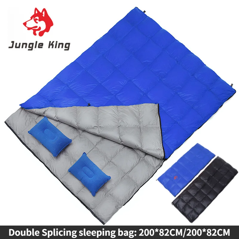 

Jungle King CY2020A Ultralight Outdoor Camping Double Down Sleeping Bag Widened Envelope Four Seasons Goose Down Sleeping Bags