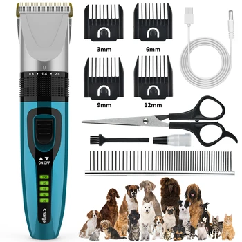 

USB Rechargeable Professional Pets Hair Trimmer Pet Dog Cat Low-noise Grooming Shaver Cut Machine Set+Spare Blade