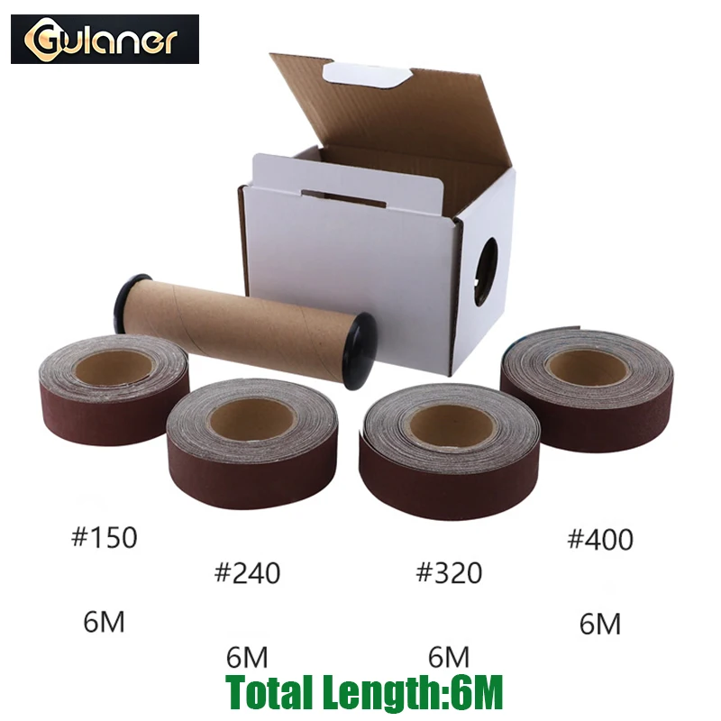 

4pcs 25mm*6m Sanding Belt Drawable Emery Cloth Sanding Paper Grinding Belts Soft Sandpaper Roll for Wood Turners, Automotive