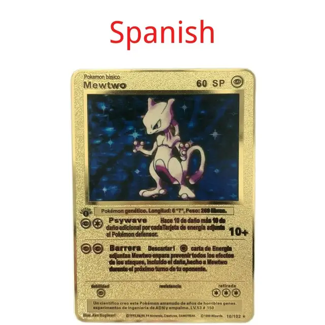 Spanish Pokemon Metal Card Pikachu Fire-breathing Dragon VMAX Gold V/GX/OX Card Toys Play Games Collection Card Children's Gifts 5