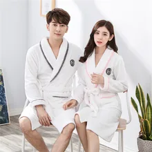 Белая мужская утолщенная Ночная рубашка кимоно халат с отложным воротником с поясом и карманами Свободный большой размер интимное нижнее белье