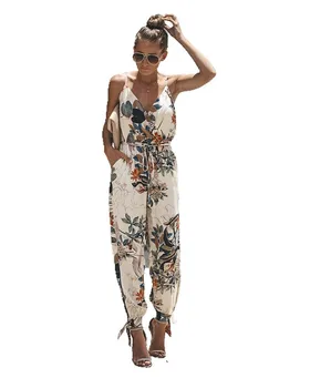 

print strap jumpsuit sexy deep v-neck women rompers backless romper jumpsuits for woman 2020 ropa mujer monos combinaison femme