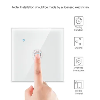 

EU Standard WIFI Smart Touch Switch Tuya APP remote Control Smart Home Switch 1 Gang 1 Way Smart Life