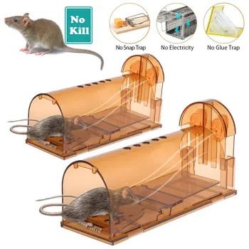 

2pcs Plastic Mouse Trap Case Reusable Rat Catcher Cage Rodent Pest Humane Large Live Mousetrap for Outdoor Garden Home Hotel