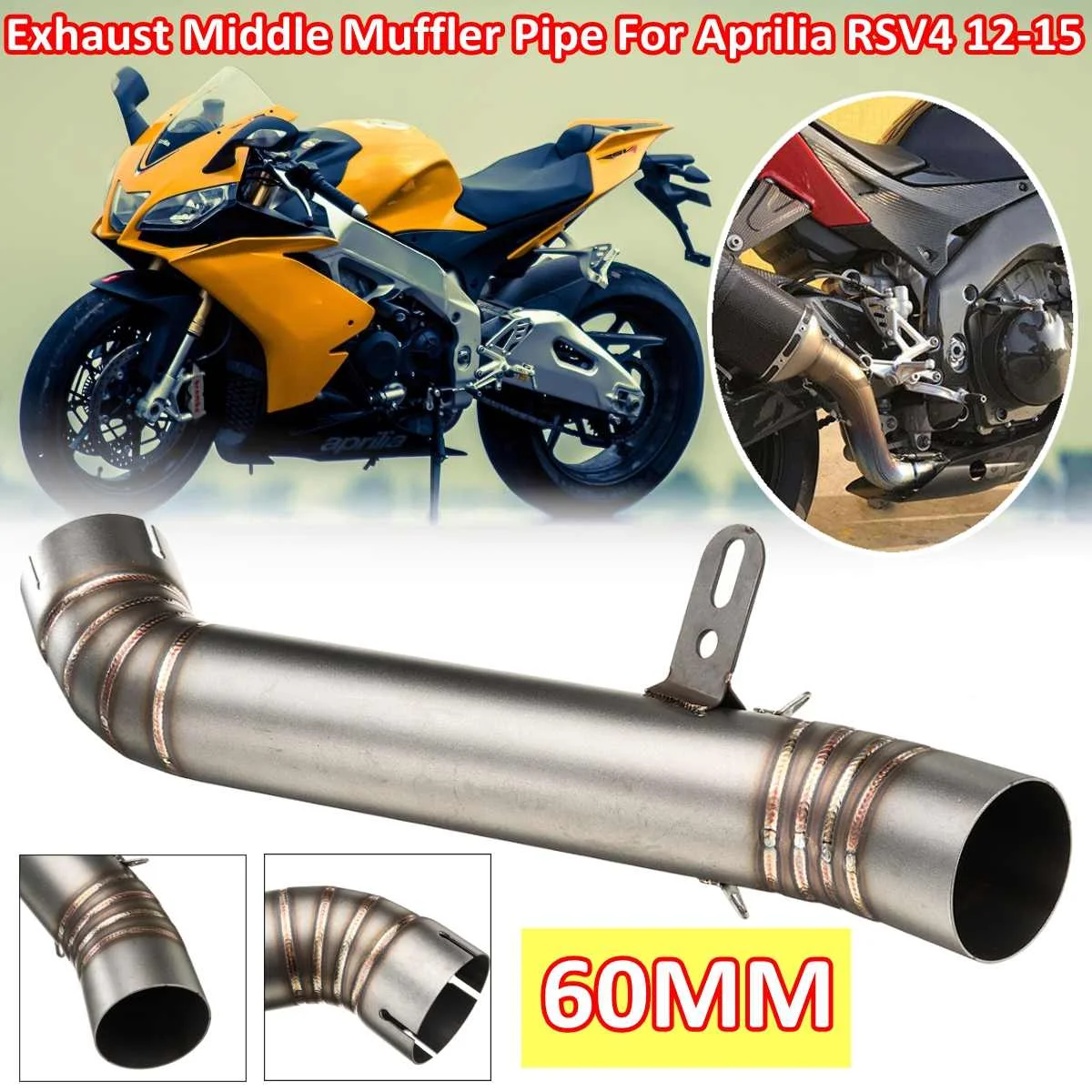 

Motorcycle Accessories Part 60mm Motorcycle Exhaust Middle Pipe Link Connect for Aprilia RSV4 2012 2013 2014 2015