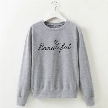 

Women Casual Sweatshirt Beautiful Letter Print Hoodie Sweatshirts Ladies Loose Pullover Jumper Tops Female Autumn Coats Outwear