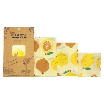 

3pcs/Set S M L Plastic Free Zero Waste Reusable Sustainable Natural Eco-friendly Food Storage Wrap Wrapper Beeswax Wraps