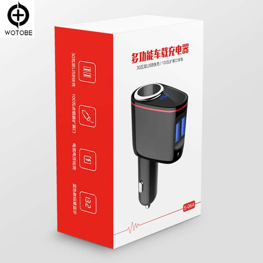 100 Вт прикуриватель 30 Вт USB QC3.0 автомобильное зарядное устройство для сотового телефона зарядное устройство 2 порта для iPhone/ipad samsung huawei xiaomi