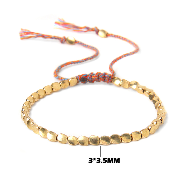 Tibetan Buddhist Copper Beads Bracelet Adjustable Braided Bracelets For Women Men Lucky Thread Bangles Vintage Jewelry