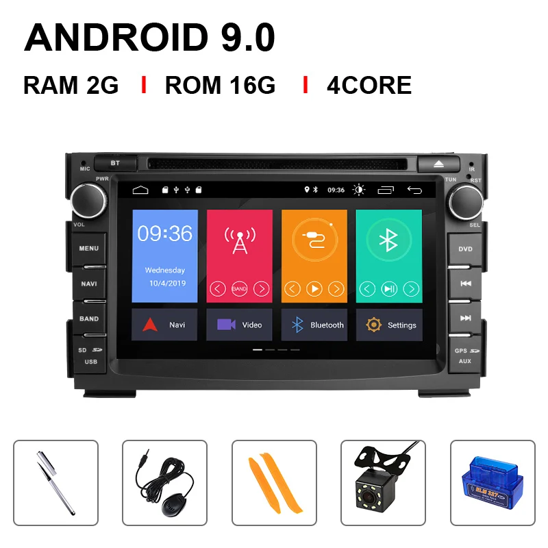 4 Core 16ROM OBD Cam Ips DSP 4G 64 Гб 2 Din Android 9,0 Автомобильный GPS DVD для KIA Ceed 2009 2010 2011 2012 Мультимедиа авто радио навигация головное устройство стерео - Цвет: 4 Core 16ROM OBD Cam