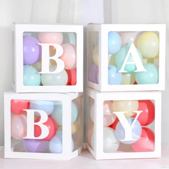 

Letter BABY/LOVE Kid Birthday Home School Party Decoration Baby Shower Cube Transparent Gift Boxes(Letters need to be pasted)