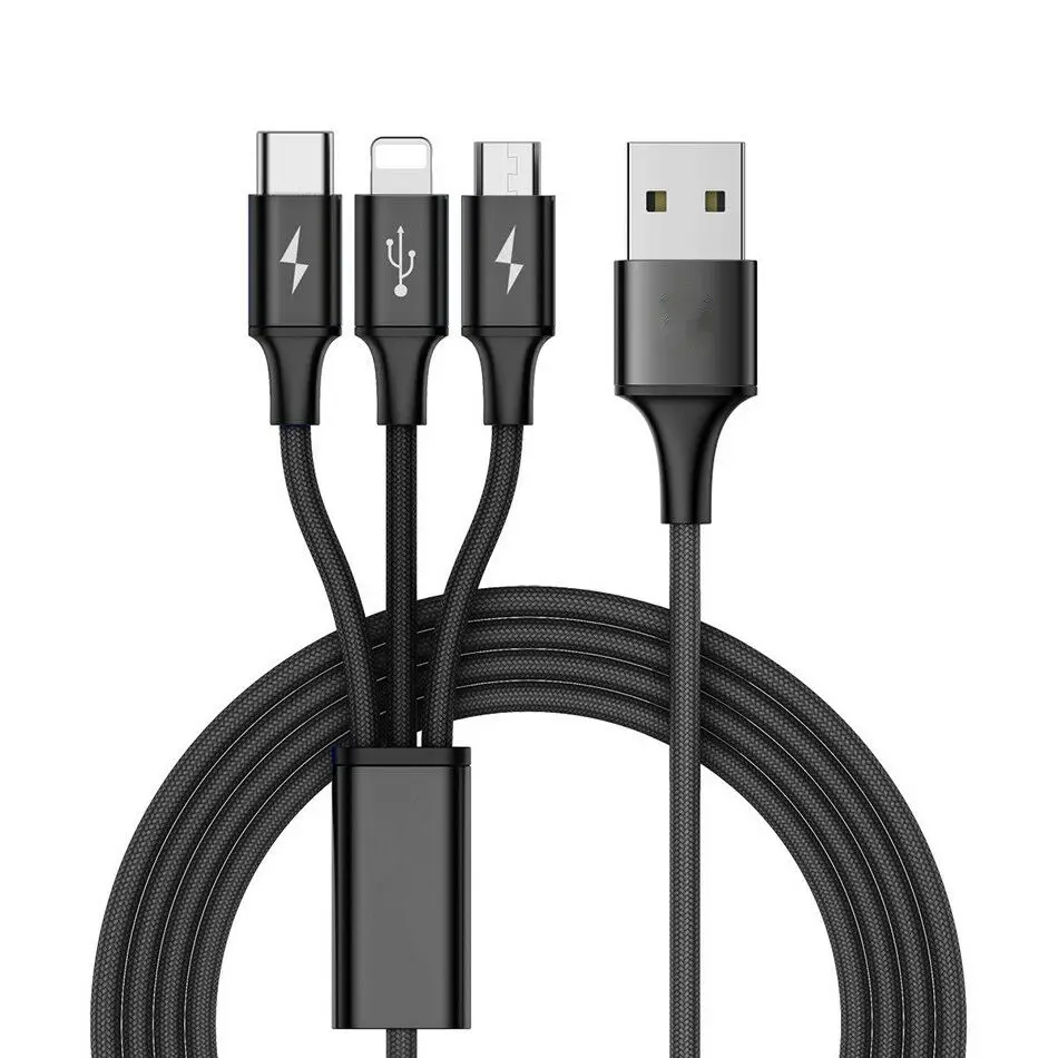 3 в 1 USB кабель для iPhone XS Max XR X 8 7 зарядное устройство Micro USB кабель 2 в 1 кабель для мобильного телефона usb type-c