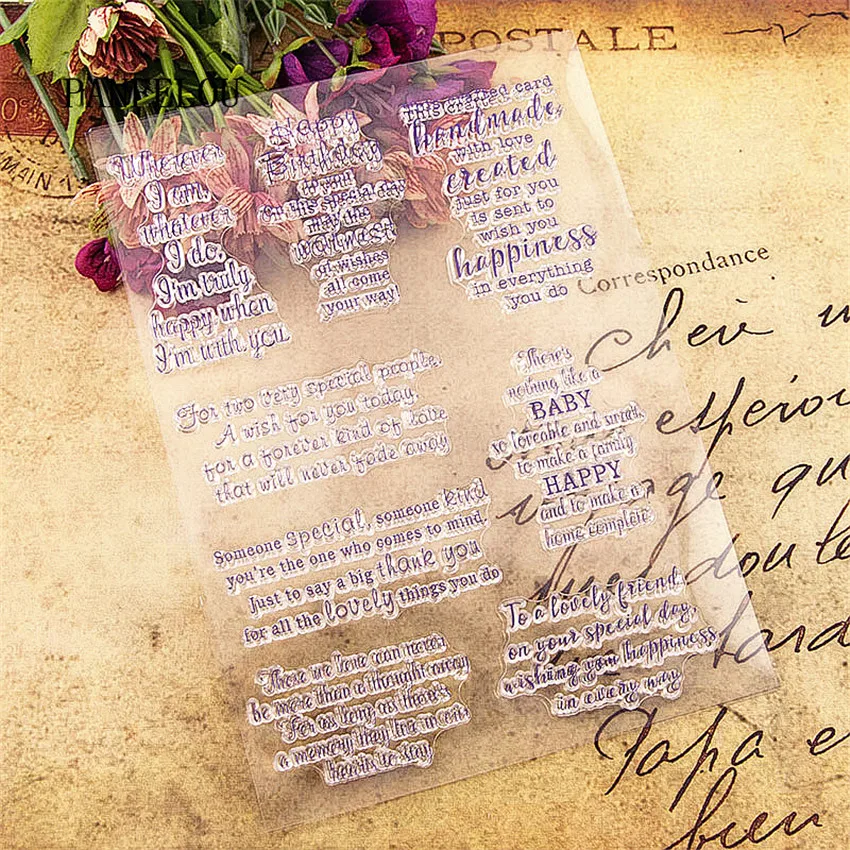 

PANFELOU 15.5x21cm Christmas Sentiment Transparent Clear Silicone Stamp/Seal for DIY scrapbooking/photo album clear stamp sheets