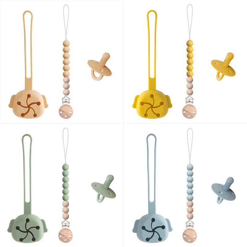 

New Design Pacifier Holder Nipples For Newborns Portable Premium Reusable Anti-Bacterial Weaning Baby Pacifer&Clips Dummy