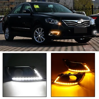 

CAPQX 1Pair 12V For Camry 2009 2010 2011 Front LED Driving Flashing Daytime Running Light DRL Fog Lamp Cover Yellow Turn Signal