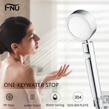 

Handheld Metal Shower Head Filter for Bathroom Durable Round High Pressure Water Saving Showerheads Duchas Chuveiro Silver Color
