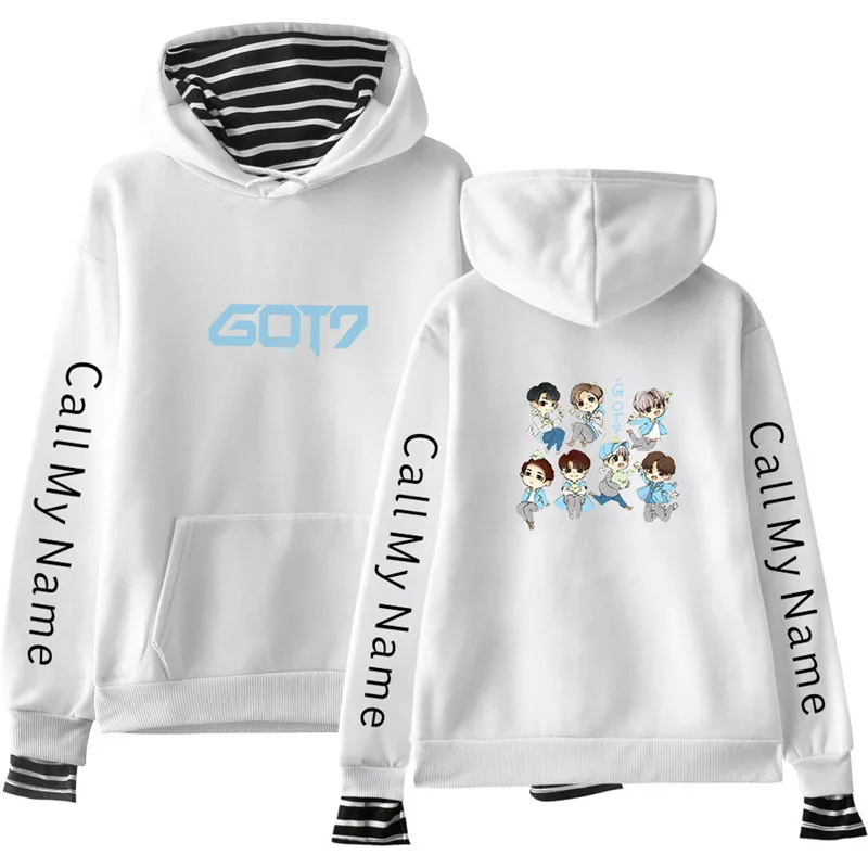 GOT7 поддельные из двух частей толстовки Толстовка kawaii уличная Женская/Мужская мода корейский стиль толстовки Толстовка