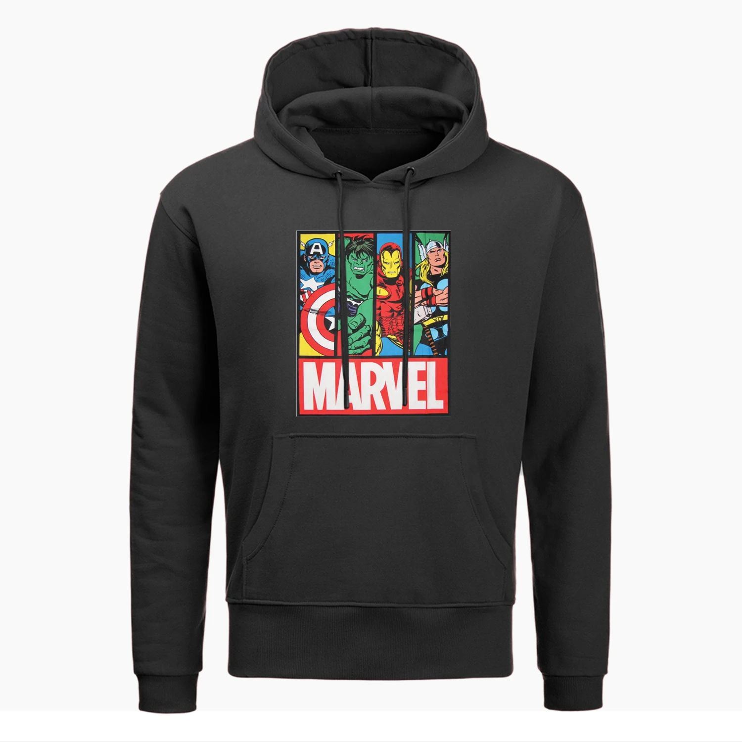 Толстовка с капюшоном Marvel, модный супер герой, Железный человек, Капитан Америка, Халк, Тор, одинсон, Harajuku, уличная одежда, зимние топы, флисовый пуловер - Цвет: Black