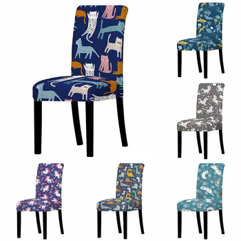 

Cartoon Animal Unicorn Hair Cover Stretch Elastic Dining Seat Cover for Banquet Wedding Restaurant Hotel