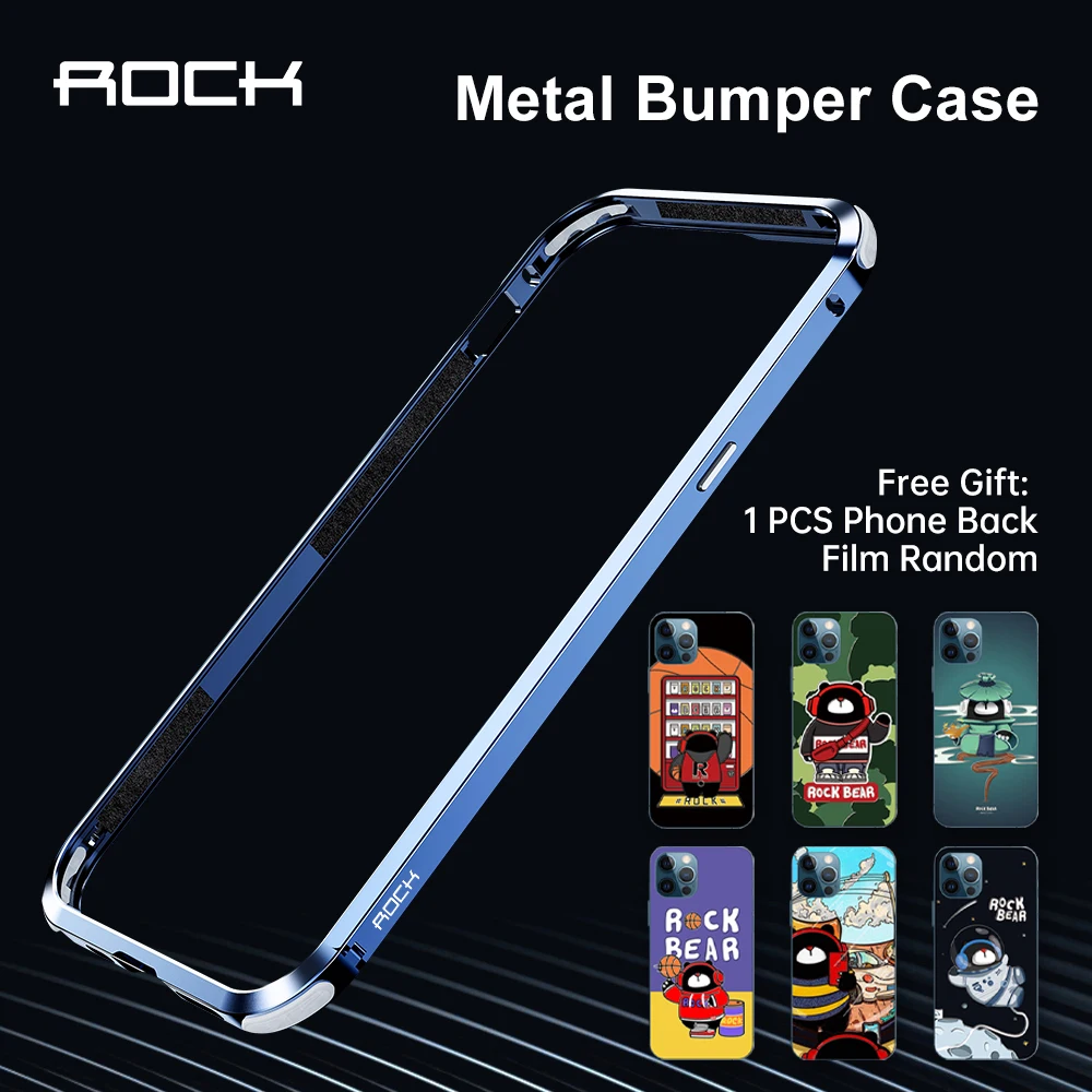 ROCK Metal Bumper Case for iPhone 12 Pro Max Cover with Back Film Slim Thin Phone Case for iPhone 12 Mini with Soft Fabric Inner