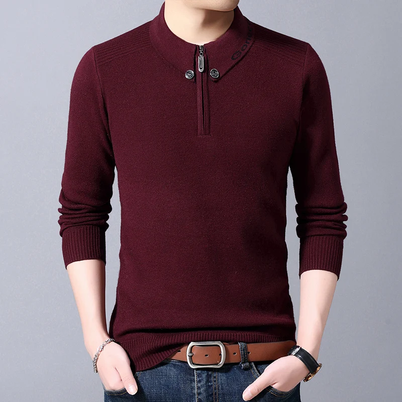 Sweater winter new men s thick knit sweater men s pullover high quality slim sweater men 2