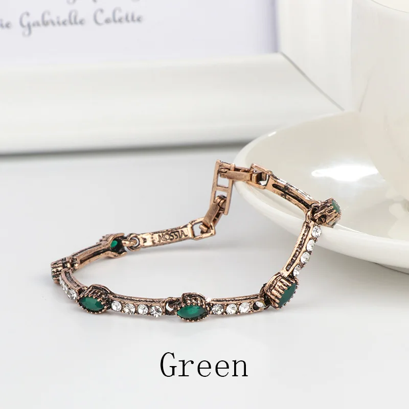 Green Kinel роскошные индийские браслеты для женщин модные античные золотые ручной работы женские хрустальные браслеты Винтажные Ювелирные изделия оптом - Окраска металла: Green