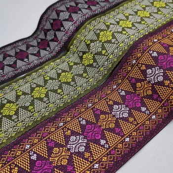 

Jacquard Stripe Ethnic Woven Ribbon cord DIY belt 50mm wide 4 yard dog belt webbing DIY Ribbon cord Trim