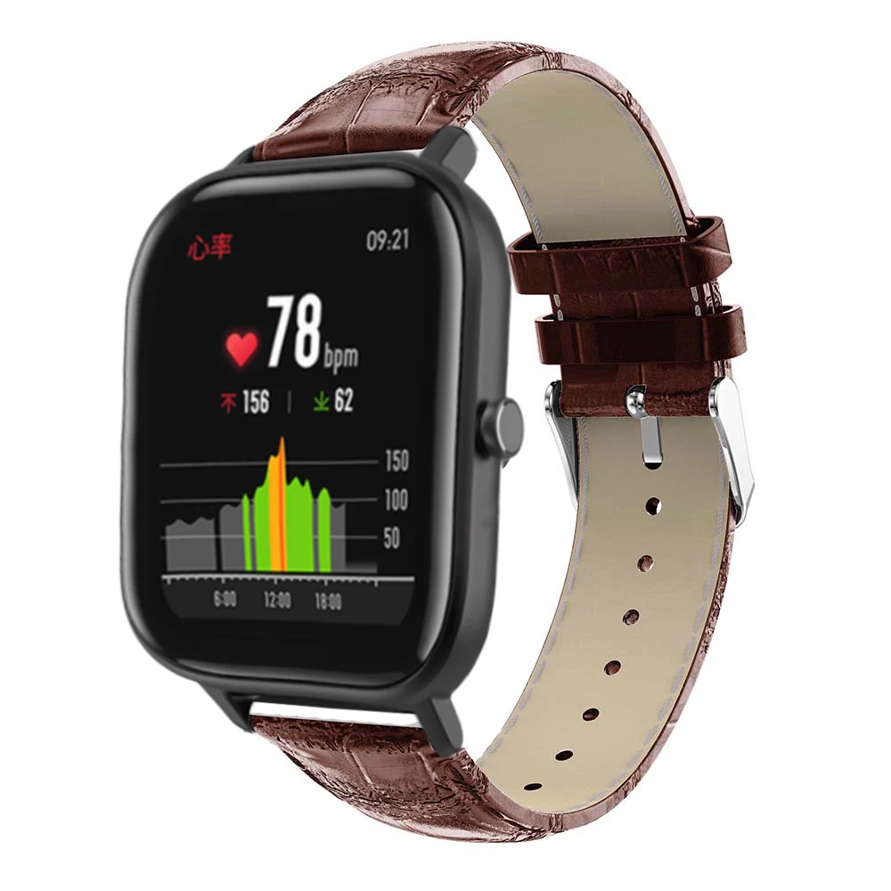 Brown Натуральная кожа для Xiaomi huami Amazfit Bip BIT PACE Lite Youth/Amazfit GTS/Amazfit GTR 42 мм ремешок для часов фитнес-браслет - Цвет ремешка: Brown