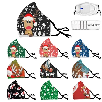 

Face mask 1PC Christmas Unisex Adjustable Washable Reusable Cotton Mask +6 Filters PM2.5 Dustproof Breathable Filter Mask #K