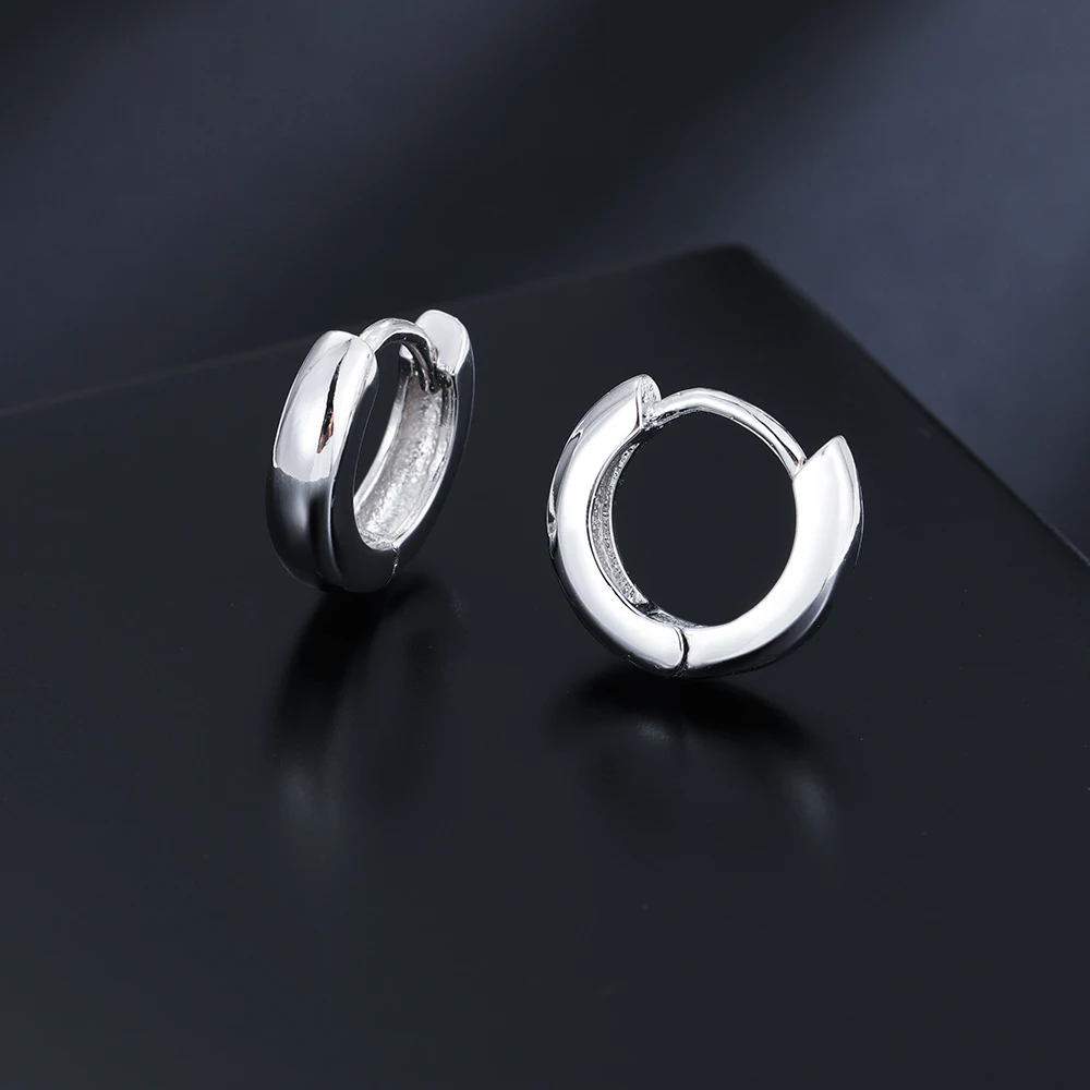 HanCheng Fashion Silver circle Earrings Minimalistic Small Hoop Earrings for Women Jewelry Round Srebrne Kolczyki Oorbellen
