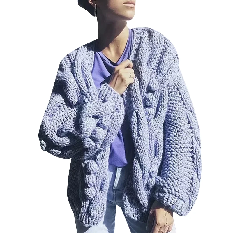 Fashion Long Sleeve Loose Open Knit Autumn Female Sweater Clothes Tide Knitted Ball Ball Sweaters for Women