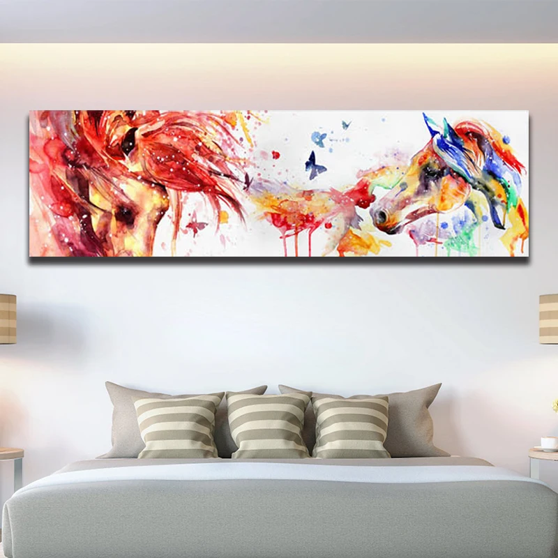 

OUCAG Abstract Horse Head Oil Painting Waterproof Watercolor Animal Wall Art Picture Artwork for Home Office Decoration No Frame