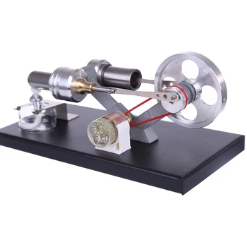 

Metal Cylinder Stirling Engine Generator Heat Engine With 4 LED Lights Black Metal Base DIY Steam Model Set - Assembly Version