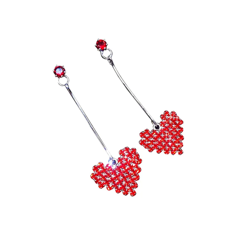 Элегантные красные висячие серьги в форме сердца, предотвращающие аллергию, ушные иглы, корейский тренд, модные серьги высокого качества