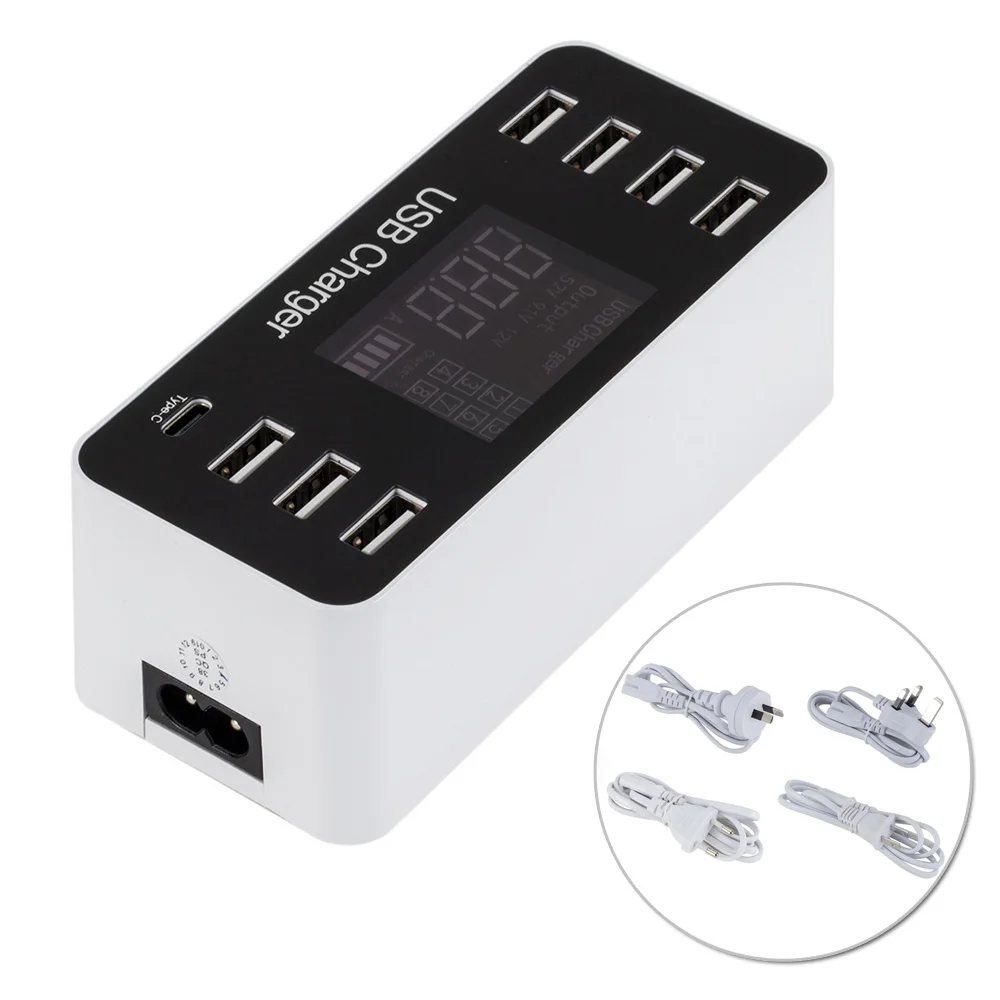 8 мульти-портов USB адаптер настольное настенное зарядное устройство светодиодный дисплей зарядка 40 Вт Супер Совместимость умный и удобный