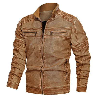 Новая мотоциклетная кожаная куртка для мужчин зима осень повседневные винтажные Куртки из искусственной кожи мужской костюм Байкер с карманами на молнии Дизайнерские Пальто - Цвет: MG816 Yellow