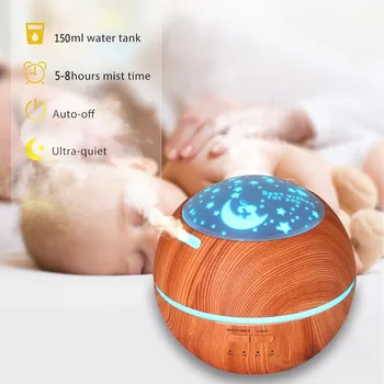 

USB LED Intelligent Induction Wood Grain Humidifier Ultrasonic Air Humidifier Aroma Essential Oil Diffuser for Office Home #R10