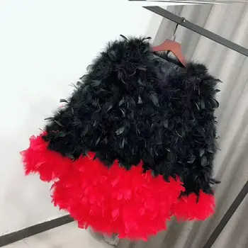 

70cm Long Sleeve Plus Thicker Women Ostrich fur coat plus size long jacket