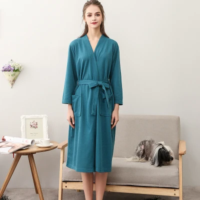 Loungewear Men Couple Lover Sleepwear Nightwear Kimono Robe Adult Unisex Bathrobe Bath Hotel Belt Resort Bathroom Spa Robe