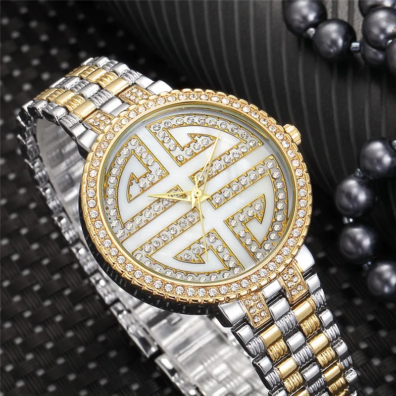 

Cross border brand hot style ladies watch OEM creative watch set with diamond fashion trendsetter waterproof quartz watch