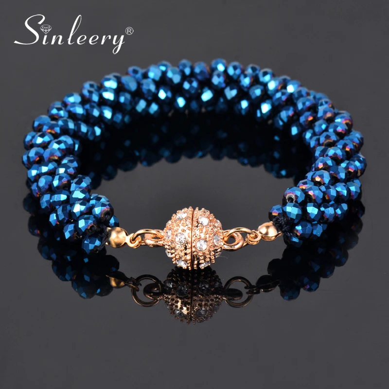 SINLEERY Fashion Crystal Beads Chunky Bracelet Bangle For Women Accessories Jewelry SL456 SSK - Image 5