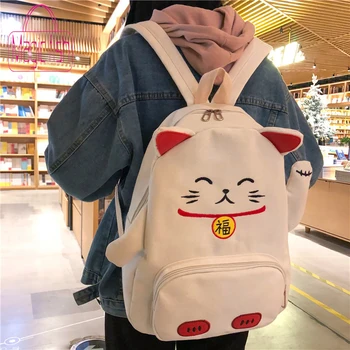 

Cute Cartoon Backpack Cat Ear Girl Schoolbag for Teenage Women Back Pack Canvas Animal Shape School Backpack Famale Teen Bagpack