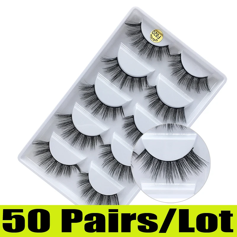 F820(50pairs) 50 пар 3D норковые ресницы оптом натуральные накладные ресницы 3d норковые ресницы Мягкие Накладные ресницы набор для макияжа Cilios G800 - Цвет: F820(50pairs)